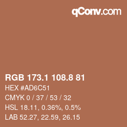 Color code: RGB 173.1 108.8 81 | qconv.com