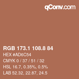 Color code: RGB 173.1 108.8 84 | qconv.com