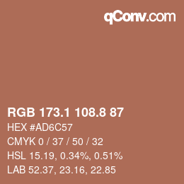 カラーコード: RGB 173.1 108.8 87 | qconv.com