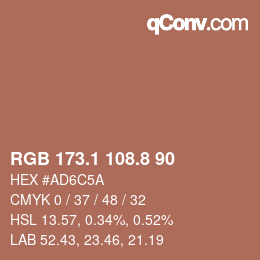 Color code: RGB 173.1 108.8 90 | qconv.com