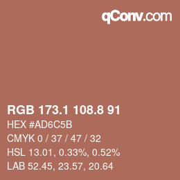 Color code: RGB 173.1 108.8 91 | qconv.com