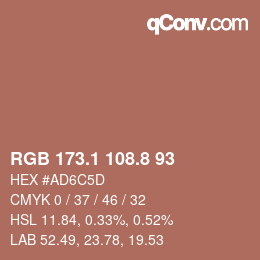カラーコード: RGB 173.1 108.8 93 | qconv.com