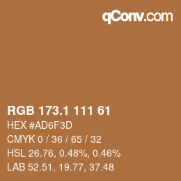 カラーコード: RGB 173.1 111 61 | qconv.com