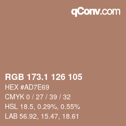 カラーコード: RGB 173.1 126 105 | qconv.com