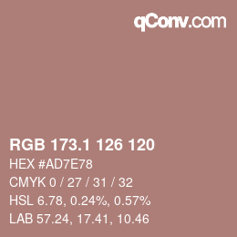 カラーコード: RGB 173.1 126 120 | qconv.com