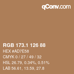 カラーコード: RGB 173.1 126 88 | qconv.com
