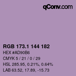 カラーコード: RGB 173.1 144 182 | qconv.com
