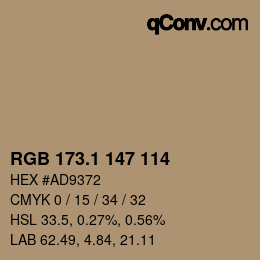 Color code: RGB 173.1 147 114 | qconv.com