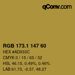 カラーコード: RGB 173.1 147 60 | qconv.com
