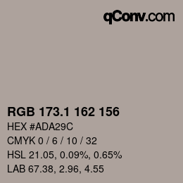 Farbcode: RGB 173.1 162 156 | qconv.com
