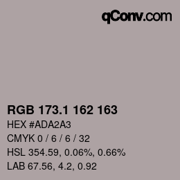カラーコード: RGB 173.1 162 163 | qconv.com