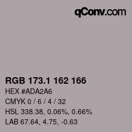 Color code: RGB 173.1 162 166 | qconv.com