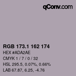カラーコード: RGB 173.1 162 174 | qconv.com