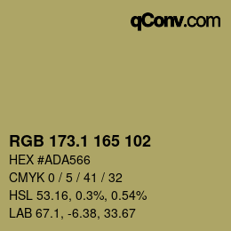 カラーコード: RGB 173.1 165 102 | qconv.com