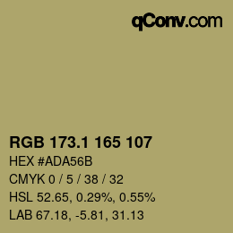 カラーコード: RGB 173.1 165 107 | qconv.com