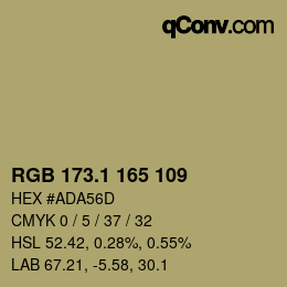 Color code: RGB 173.1 165 109 | qconv.com