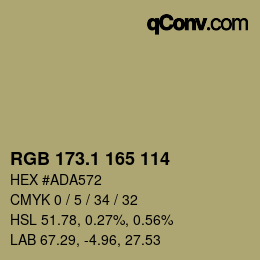 Color code: RGB 173.1 165 114 | qconv.com