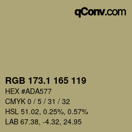 カラーコード: RGB 173.1 165 119 | qconv.com
