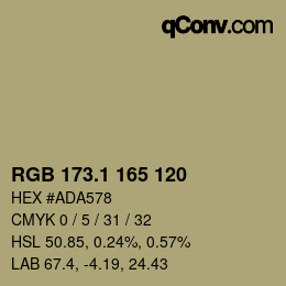 カラーコード: RGB 173.1 165 120 | qconv.com