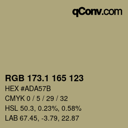 カラーコード: RGB 173.1 165 123 | qconv.com