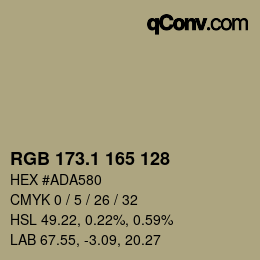 カラーコード: RGB 173.1 165 128 | qconv.com