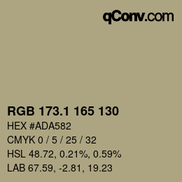 カラーコード: RGB 173.1 165 130 | qconv.com