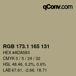 カラーコード: RGB 173.1 165 131 | qconv.com