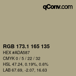 カラーコード: RGB 173.1 165 135 | qconv.com