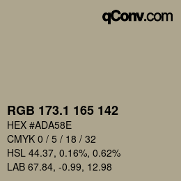 Color code: RGB 173.1 165 142 | qconv.com