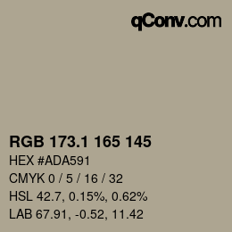 Color code: RGB 173.1 165 145 | qconv.com