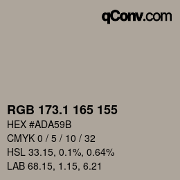 カラーコード: RGB 173.1 165 155 | qconv.com