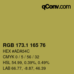 カラーコード: RGB 173.1 165 76 | qconv.com