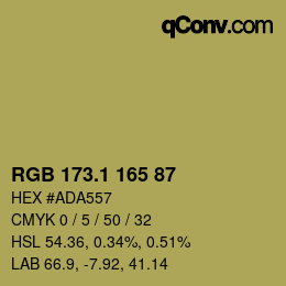 カラーコード: RGB 173.1 165 87 | qconv.com