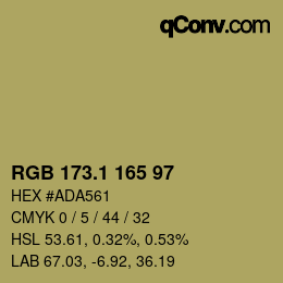 カラーコード: RGB 173.1 165 97 | qconv.com