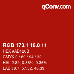 カラーコード: RGB 173.1 18.8 11 | qconv.com