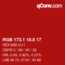 カラーコード: RGB 173.1 18.8 17 | qconv.com