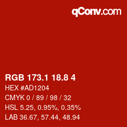 Color code: RGB 173.1 18.8 4 | qconv.com