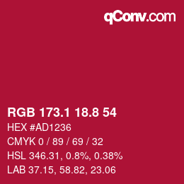 カラーコード: RGB 173.1 18.8 54 | qconv.com