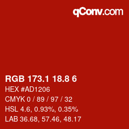 カラーコード: RGB 173.1 18.8 6 | qconv.com