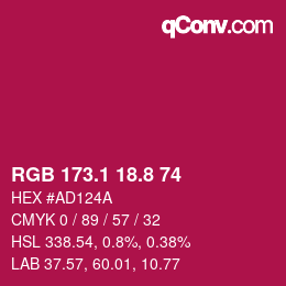 カラーコード: RGB 173.1 18.8 74 | qconv.com