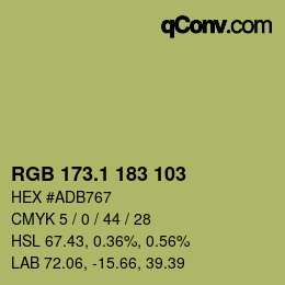 カラーコード: RGB 173.1 183 103 | qconv.com