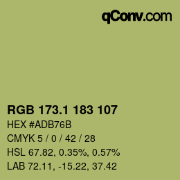カラーコード: RGB 173.1 183 107 | qconv.com