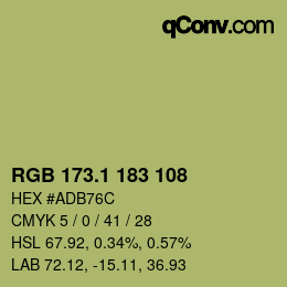 カラーコード: RGB 173.1 183 108 | qconv.com