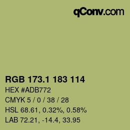 Color code: RGB 173.1 183 114 | qconv.com