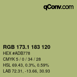 カラーコード: RGB 173.1 183 120 | qconv.com