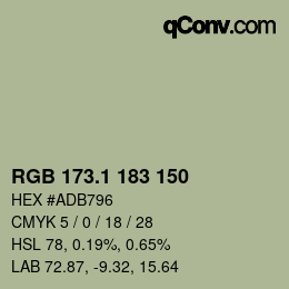 カラーコード: RGB 173.1 183 150 | qconv.com