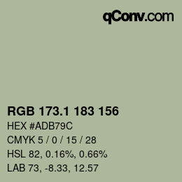 カラーコード: RGB 173.1 183 156 | qconv.com