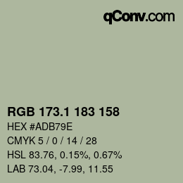 カラーコード: RGB 173.1 183 158 | qconv.com