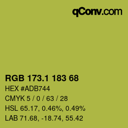 カラーコード: RGB 173.1 183 68 | qconv.com