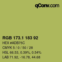 カラーコード: RGB 173.1 183 92 | qconv.com